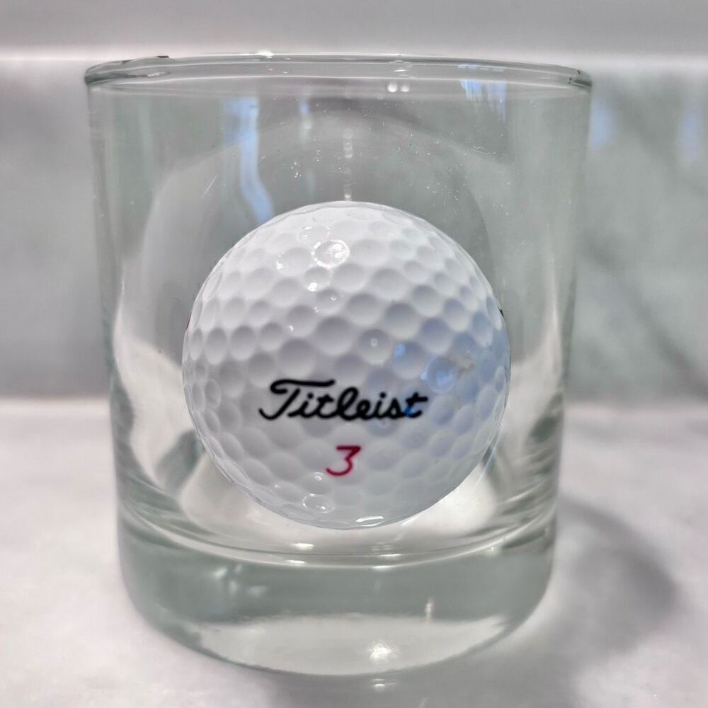 NWT Benshot Titleist Golf Ball Rocks Whiskey Glass Bar Drink Clear 11oz